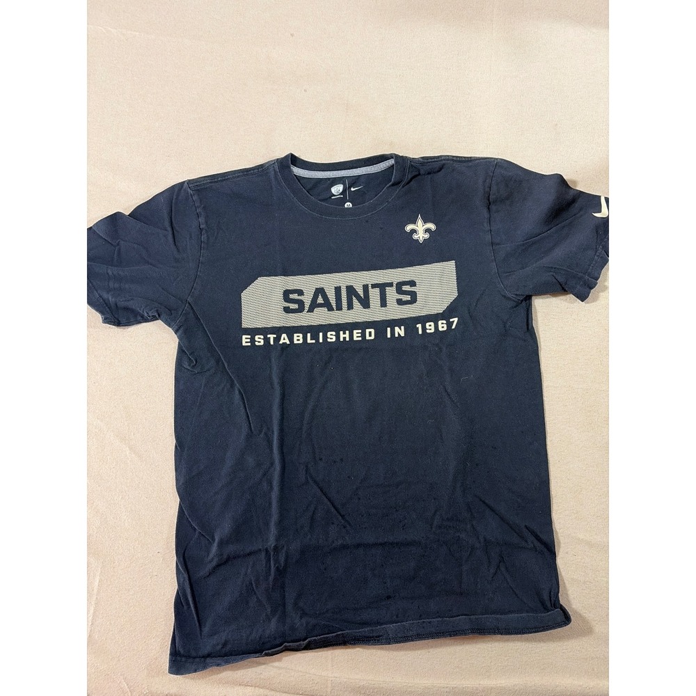 Nike Mens New Orleans Saints NFL Training T-Shirt Black Graphic Tee Size M